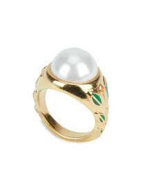【送料無料】 カサブランカ メンズ リング アクセサリー Faux Glass Pearl Signet Ring gold pearl