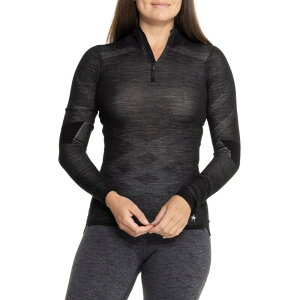 yz X}[gE[ fB[X Vc gbvX SmartWool Intraknit Thermal Base Layer Top - Merino Wool Zip Neck Long Sleeve Black/White