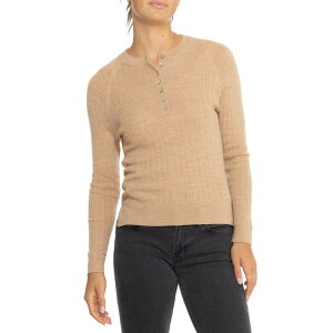 yz }bNX^WI fB[X jbgEZ[^[ AE^[ Max Studio Variegated Ribbed Pullover Henley Shirt - Merino Wool Long Sleeve Cappuccino Heather