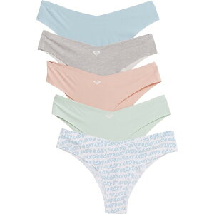 yz LV[ fB[X pc A_[EFA Roxy Micro Logo V-Front Panties - 5-Pack Bikini Rx Forget Me Not/Forget-Me-Not/Rx Bleached Heather
