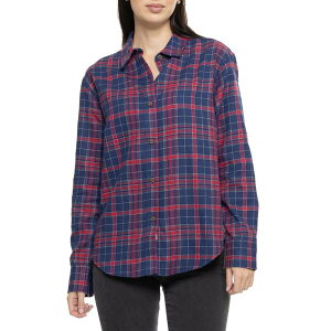 }[bg fB[X gbvX Vc Marmot Fairfax Novelty Flannel Shirt - Long Sleeve Team Red/Twilight Blue u[