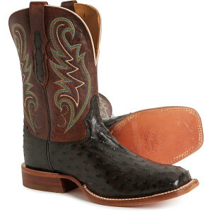 �g�j�[���} �����Y �V���[�Y �u�[�c�E���C���u�[�c ���U�[ Tony Lama Foster 11 �h Western Boots - Ostrich Leather Wide Square Toe (For Men) Sienna