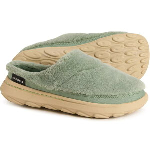 ������ ���f�B�[�X �V���[�Y �X���b�|���E���[�t�@�[ Merrell Hut Moc 2 Slide Cozy Shoes (For Women) Hedge Green �O���[��