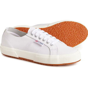 �X�y���K ���f�B�[�X �V���[�Y �X�j�[�J�[ ���U�[ Superga 2750 Sneakers - Unlined Nappa Leather (For Women) Optical White-Silver �z���C�g
