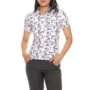 �P�[�W�F�C���[�G�X ���f�B�[�X �g�b�v�X �V���c �v�����g KJUS Enya Printed Polo Shirt - UPF 50+ Short Sleeve Rose Quartz/Bone White �z���C�g