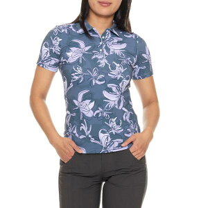 �P�[�W�F�C���[�G�X ���f�B�[�X �g�b�v�X �V���c �v�����g KJUS Enya Printed Polo Shirt - UPF 50+ Short Sleeve Wisteria/Steel Blue �u���[