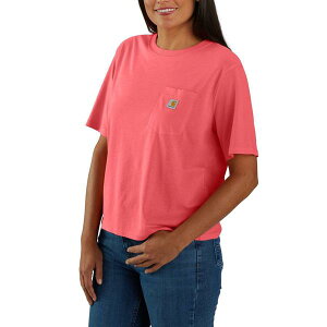 �J�[�n�[�g ���f�B�[�X �g�b�v�X �V���c �v���X�T�C�Y Carhartt 106122 Plus TENCEL Fiber Series Loose Fit Lightweight Pocket-Shirt - Short Sleeve Pink Salmon �s���N