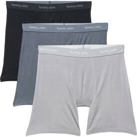 トミージョン メンズ アンダーウェア ボクサーパンツ Tommy John Essential Second Skin Boxer Briefs - 3-Pack Black/Turbulence/Monument ブラック