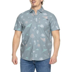 �n�[���[ �����Y �g�b�v�X �V���c Hurley Surf Shack Drinks Woven Shirt - Short Sleeve Gladiator Grey �O���[