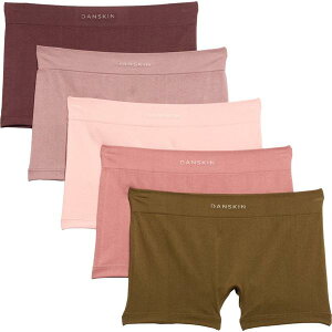 �_���X�L�� ���f�B�[�X �A���_�[�E�F�A �p���c ���S Danskin Seamless Logo Panties - 5-Pack Boy Shorts Plum Syrah/Mauve Macaroon/Dried Petals/Forest Shad �t�H���X�g