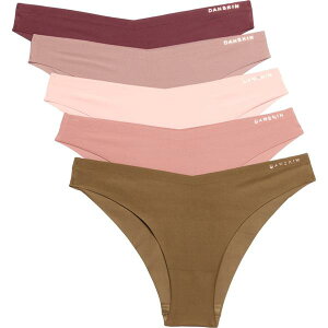 �_���X�L�� ���f�B�[�X �A���_�[�E�F�A �p���c Danskin Bonded Laser Microfiber Panties - 5-Pack Cheeky Bikini Plum Syrah/Mauve Macaroon/Forest Shadow/Charcoal M �`���R�[��