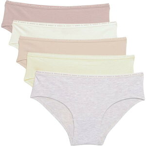 �_���X�L�� ���f�B�[�X �A���_�[�E�F�A �p���c �R�b�g�� Danskin Organicotton Panties - 5-Pack Hipster Honey Dew/Bleached Light Heather Grey Hr0.5/Marble �O���[