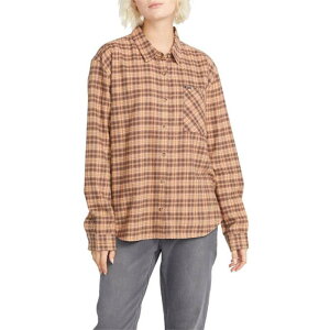 �{���R�� ���f�B�[�X �g�b�v�X �V���c ���� Volcom Plaid To Meet U Long-Sleeve Shirt - Women's Clay �`�F�b�N