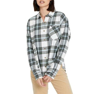 �{���R�� ���f�B�[�X �g�b�v�X T�V���c ���� Volcom Plaid To Meet U Long-Sleeve Shirt - Women's Star White �z���C�g
