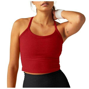 �r�����h���K ���f�B�[�X �g�b�v�X �^���N�g�b�v �N���b�v�h Beyond Yoga Spacedye Slim Racerback Cropped Tank Top - Women's Ruby Red Heather �w�U�[