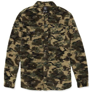 �{���R�� �����Y �g�b�v�X �V���c ���� �t���[�X Volcom Bowered Fleece Long-Sleeve Shirt - Men's Dark Khaki �J�[�L