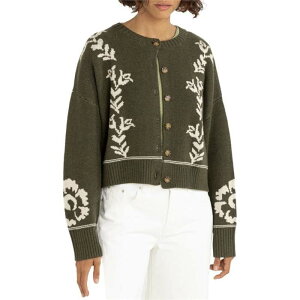 ���Y�� ���f�B�[�X �A�E�^�[ �j�b�g�E�Z�[�^�[ �t�����[�� �J�[�f�B�K�� �t�����[ Rhythm Antique Floral Crop Cardigan - Women's Olive �I���[�u