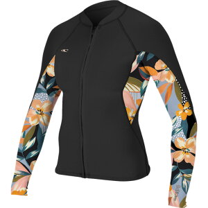 �I�j�[�� ���f�B�[�X ���� �㉺�Z�b�g �W���P�b�g O'Neill 1.5mm Bahia Full Zip Wetsuit Jacket - Women's Black/Demiflor/Black �u���b�N