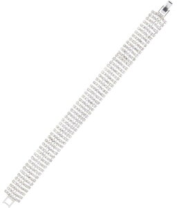 �Z�U���k ���f�B�[�X �A�N�Z�T���[ �u���X���b�g�E�o���O���E�A���N���b�g Cezanne Domed Rows Crystal Line Bracelet Silver/Crystal �V���o�[