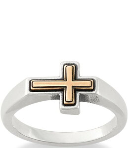 �W�F�[���Y �G�C�����[ ���f�B�[�X �A�N�Z�T���[ �w�� James Avery Framed Horizon Cross Band Ring Sterling Silver/Bronze �V���o�[