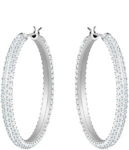 XtXL[ fB[X ANZT[ sAXECO Swarovski Stone Crystal Hoop Pierced Earrings Rhodium White zCg