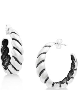 �W�F�[���Y �G�C�����[ ���f�B�[�X �A�N�Z�T���[ �s�A�X�E�C�������O James Avery Sterling Silver Half Twist Hoop Earrings Sterling Silver �V���o�[