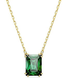 yz XtXL[ fB[X lbNXE`[J[ ANZT[ Matrix Collection Green Rectangular Crystal Cut Short Pendant Chain Necklace Grey/Gold