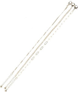 yz Ai&A@ fB[X uXbgEoOEANbg ANZT[ Waterproof Delicate Cubic Zirconia Stone and Chain Line Bracelet Set Gold/Crystal