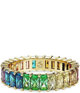 XtXL[ fB[X ANZT[ w Swarovski Matrix Rainbow Crystal Baguette Band Ring Rainbow