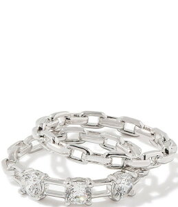 PhXRbg fB[X ANZT[ w Kendra Scott Lexi Crystal Band Ring Set Silver White Crystal zCg