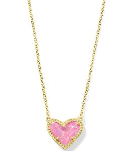 PhXRbg fB[X ANZT[ lbNXE`[J[ [X Kendra Scott Ari Heart Glass Gold Short Pendant Necklace Pink Iridescent Glitter Glass sN