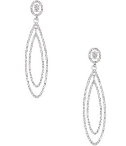 ZUk fB[X ANZT[ sAXECO Cezanne Pave Metal Crystal Double Drop Earrings Silver Vo[