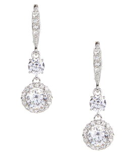 WoV[ fB[X ANZT[ sAXECO Givenchy Silver Tone Crystal CZ Halo Double Drop Earrings Silver Vo[
