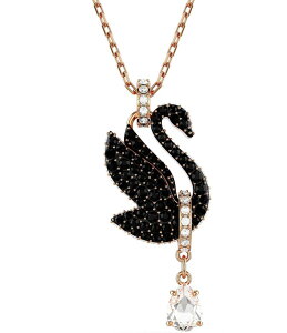 XtXL[ fB[X ANZT[ lbNXE`[J[ [X Swarovski Iconic Swan Crystal Short Pendant Necklace Rose Gold/Black ubN