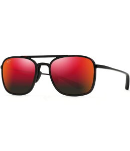 yz }ECW fB[X TOXEACEFA ANZT[ Unisex Keokea 55mm Gradient Mirrored Lens Aviator Sunglasses Black Red Tortoise