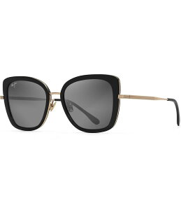 yz }ECW fB[X TOXEACEFA ANZT[ Women's Violet Lake 53mm Butterfly Sunglasses Black/Gold