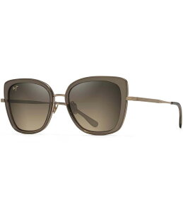 yz }ECW fB[X TOXEACEFA ANZT[ Women's Violet Lake 53mm Butterfly Sunglasses Transparent Taupe/Gold