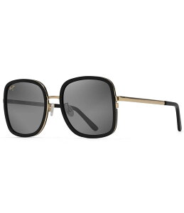 yz }ECW fB[X TOXEACEFA ANZT[ Women's Pua 55mm Polarized Square Sunglasses Black Gloss