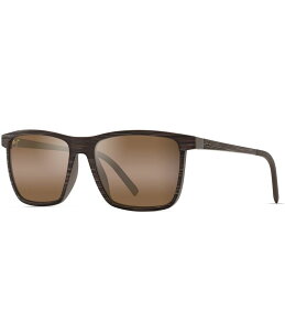 yz }ECW fB[X TOXEACEFA ANZT[ Men's One Way 55mm Rectangular Striped Polarized Sunglasses Brown Stripe