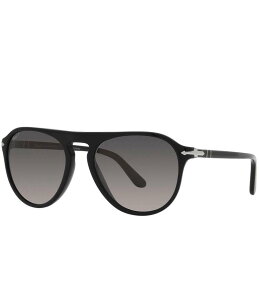 yz y\ fB[X TOXEACEFA ANZT[ Men's PO3302S 55mm Aviator Polarized Sunglasses Black
