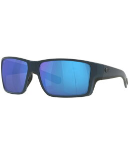RX^ fB[X ANZT[ TOXEACEFA Costa Men's 6S9007 Reefton Mirrored Crystal 64mm Rectangle Polarized Sunglasses Midnight Blue/Blue u[