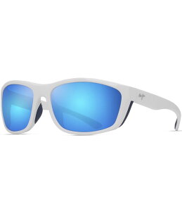 yz }ECW fB[X TOXEACEFA ANZT[ Unisex Nuu Landing PolarizedPlus2R 62mm Wrap Mirrored Sunglasses White