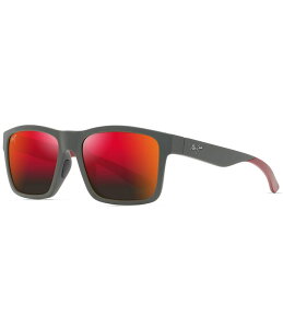 }ECW fB[X ANZT[ TOXEACEFA vXTCY Maui Jim Unisex The Flats PolarizedPlus2R 57mm Rectangle Mirrored Sunglasses Dark Grey/Brick Red O[