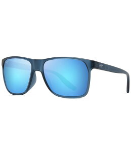 【送料無料】 マウイジム レディース サングラス・アイウェア アクセサリー Men's Pailolo PolarizedPlus2R 58.5mm Rectangle Mirrored Sunglasses Matte Navy