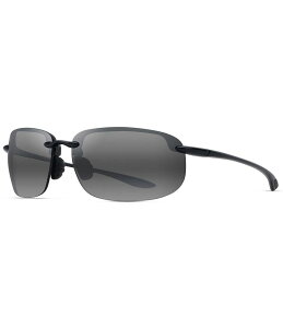 yz }ECW fB[X TOXEACEFA ANZT[ Unisex Ho'okipa XL PolarizedPlus2R 67mm Oval Sunglasses Black Gloss