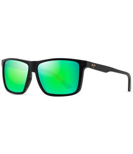 �}�E�C�W�� ���f�B�[�X �A�N�Z�T���[ �T���O���X�E�A�C�E�F�A �v���X�T�C�Y Maui Jim Men's Mamalu Bay PolarizedPlus2R 59.5mm Mirrored Square Sunglasses Matte Black �u���b�N
