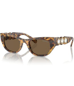 yz XtXL[ fB[X TOXEACEFA ANZT[ Women's SK6022F 53mm Havana Crystal Cat Eye Sunglasses Medium Havana