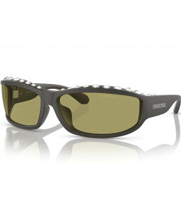 yz XtXL[ fB[X TOXEACEFA ANZT[ Women's SK6009 73mm Wrap Sunglasses Dark Grey/Green