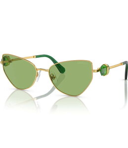 yz XtXL[ fB[X TOXEACEFA ANZT[ Women's SK7003 57mm Statement Cat Eye Sunglasses Gold/Green