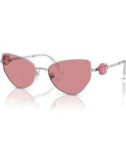 yz XtXL[ fB[X TOXEACEFA ANZT[ Women's SK7003 57mm Statement Cat Eye Sunglasses Silver/Pink